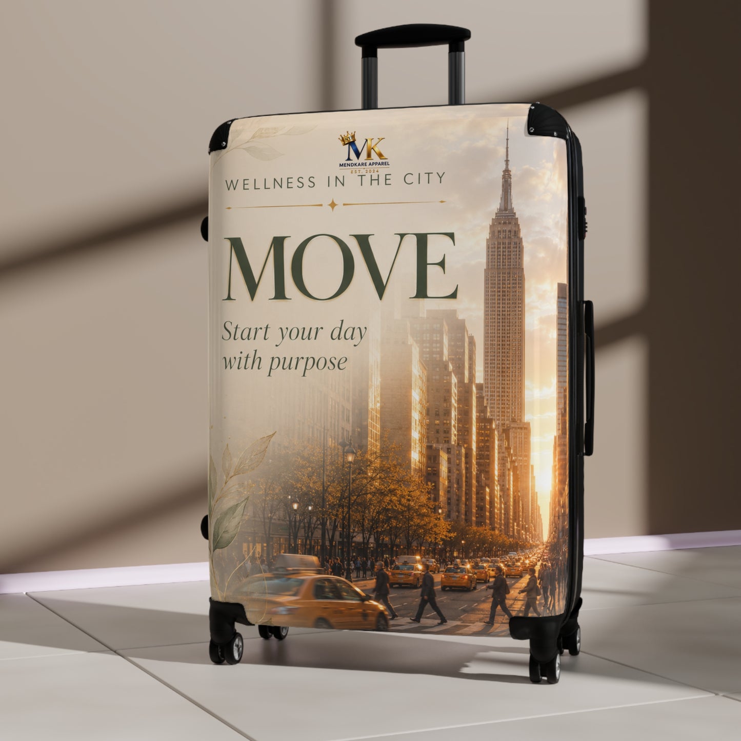 MOVE Motivational Carry-On Suitcase — 'Start Your Day With Purpose' Travel Luggage