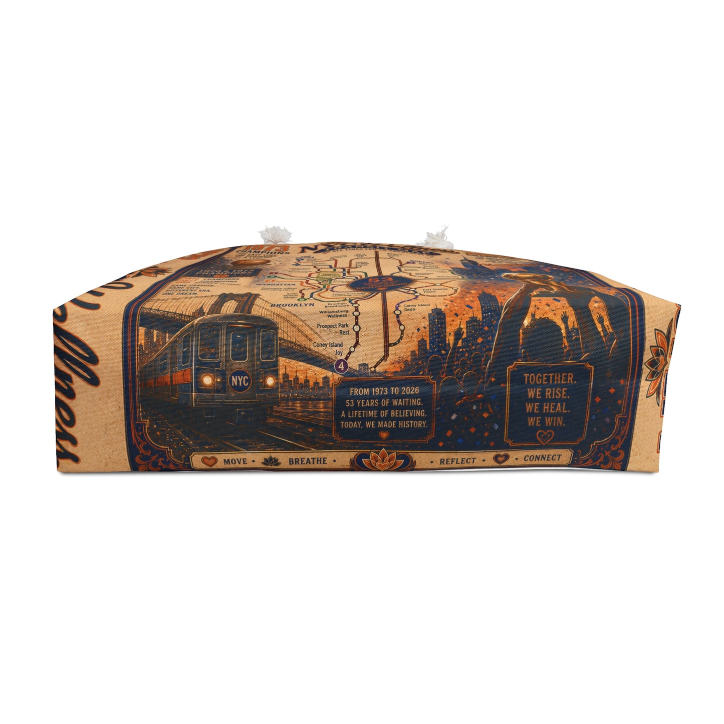 NYC Wellness Transit Map Weekender Bag — Vintage Subway Map Tote for Travel & Gym