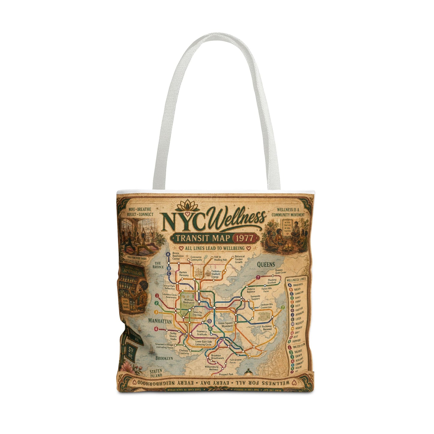 Vintage NYC Transit Map Tote Bag – 1977 Retro Subway Map All-Over Print