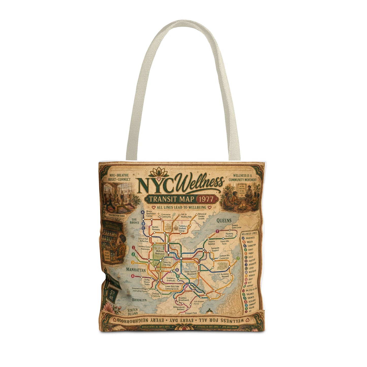Vintage NYC Transit Map Tote Bag – 1977 Retro Subway Map All-Over Print