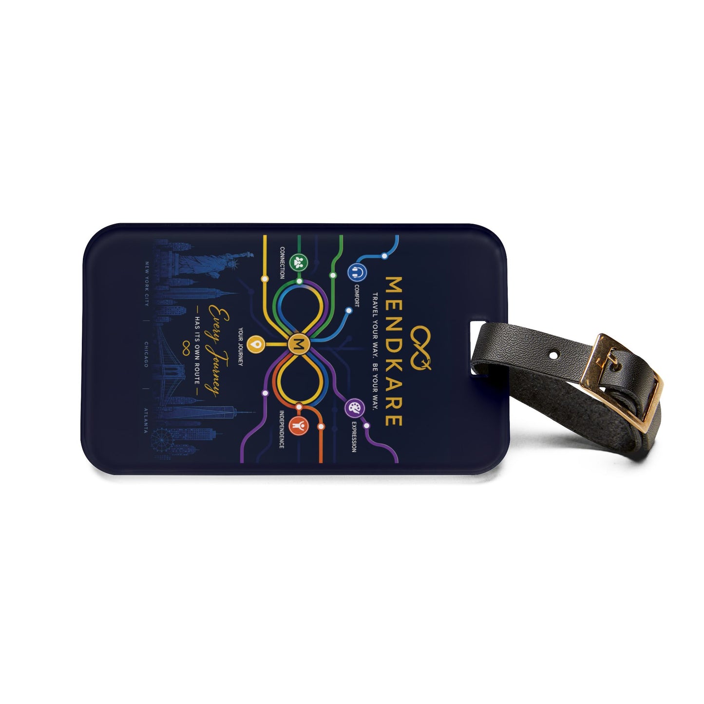 Mendkare Infinity Metro Luggage Tag — 'Every Journey' Travel ID