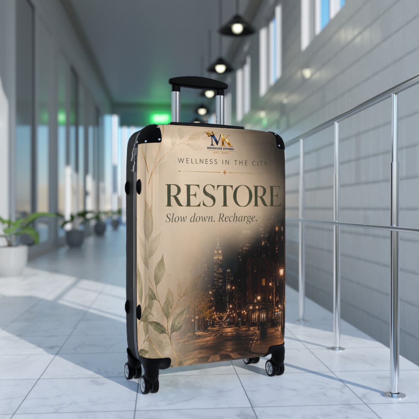 RESTORE Travel Suitcase – Wellness in the City Carry-On ("Slow down. Recharge.")