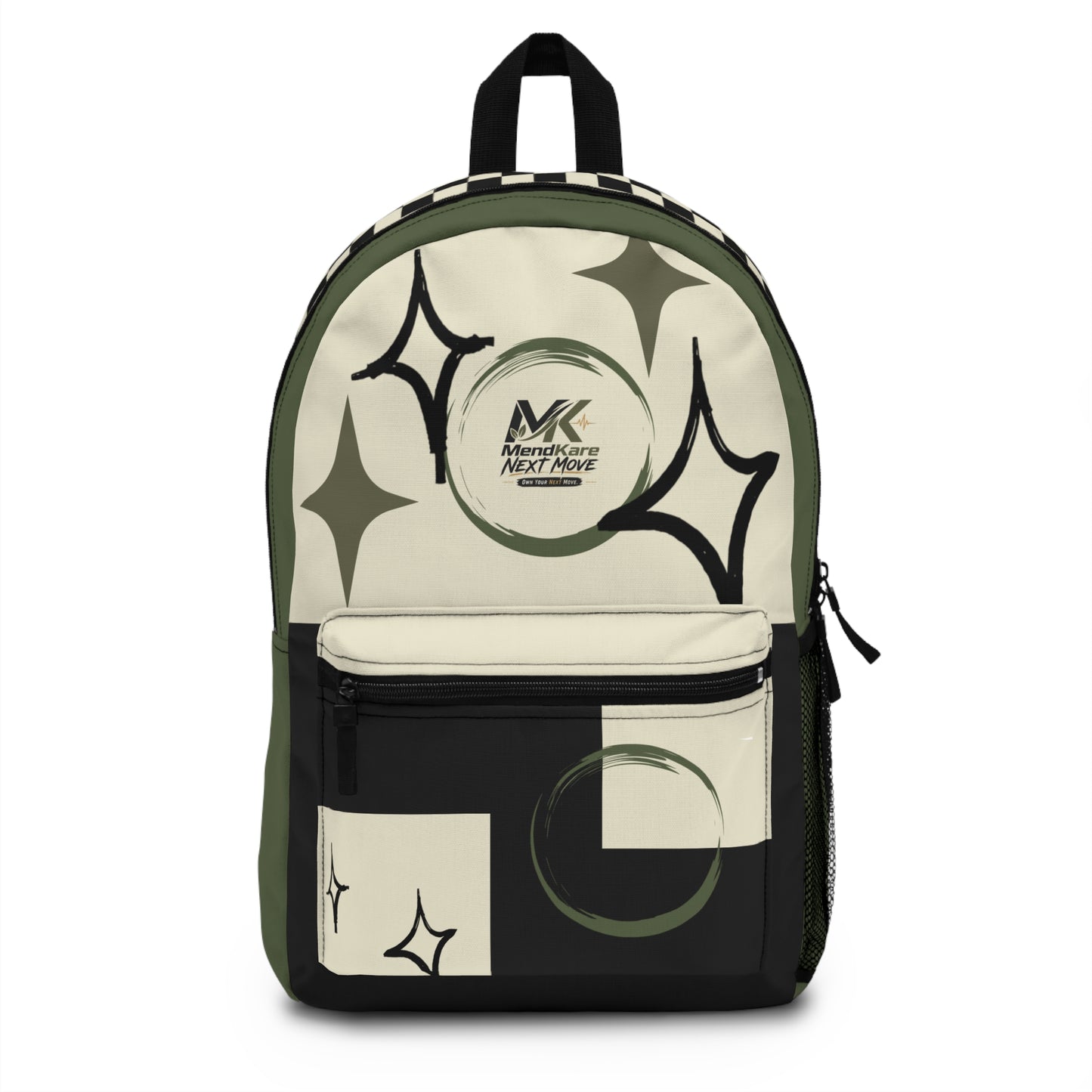 Retro Olive Checkerboard & Sparkle Backpack