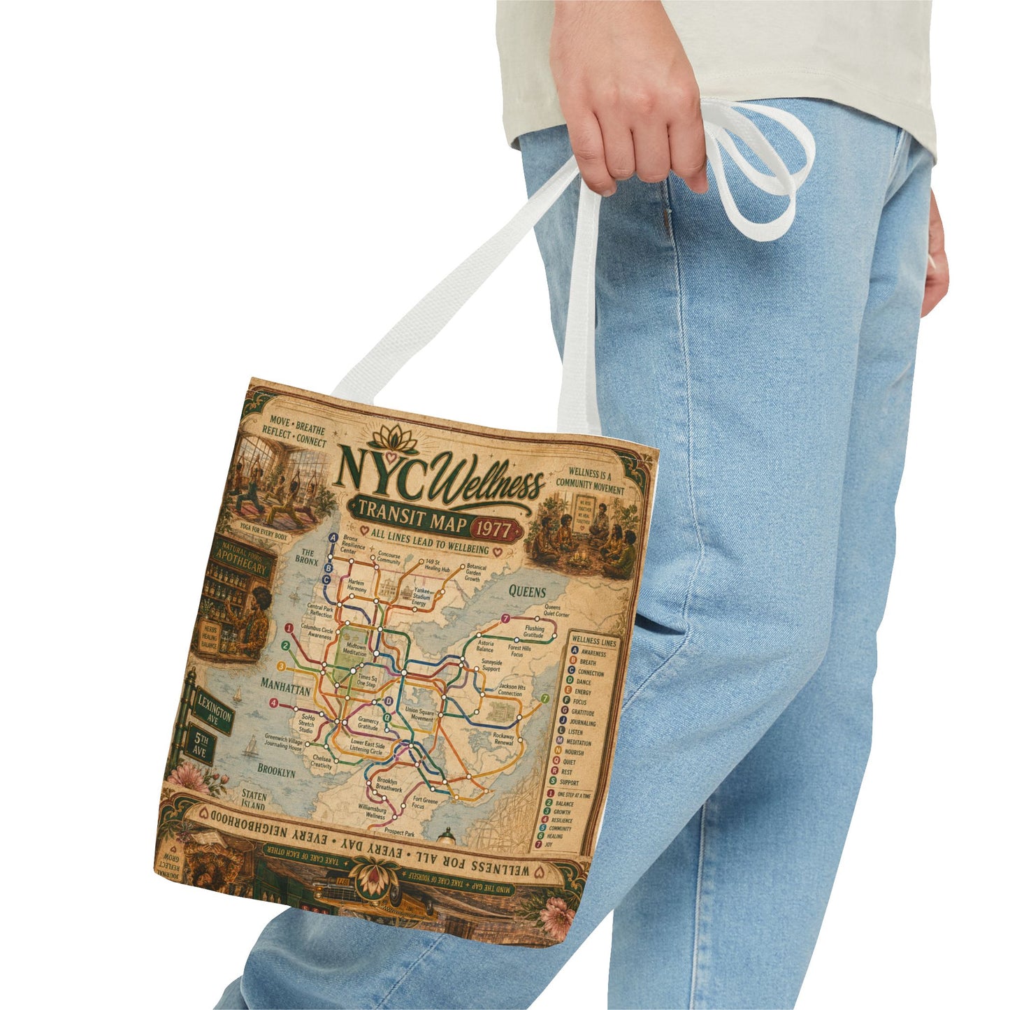 Vintage NYC Transit Map Tote Bag – 1977 Retro Subway Map All-Over Print