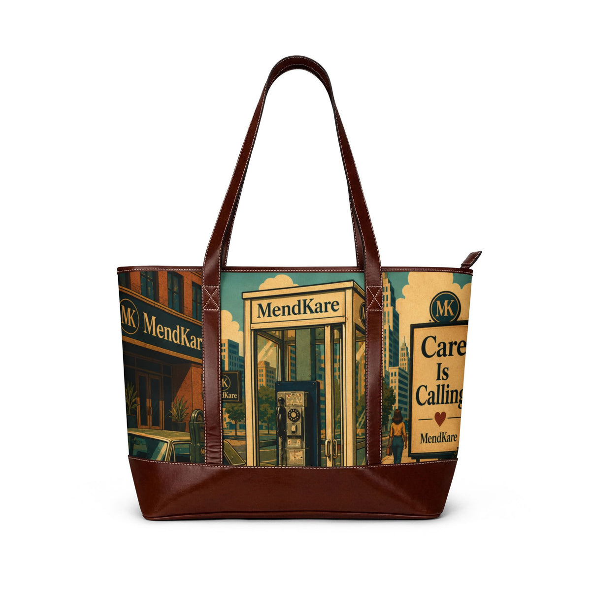 Vintage Apothecary Handbag — 'MendKare' Retro Pharmacy Print Tote
