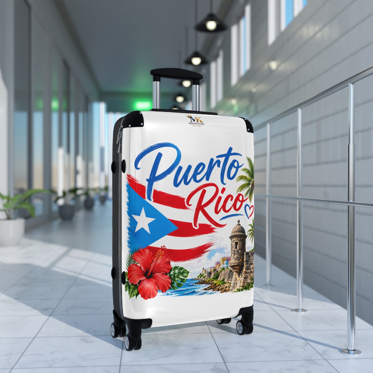 Puerto Rico Carry-On Suitcase – Tropical Flag Design with Hibiscus & Old San Juan