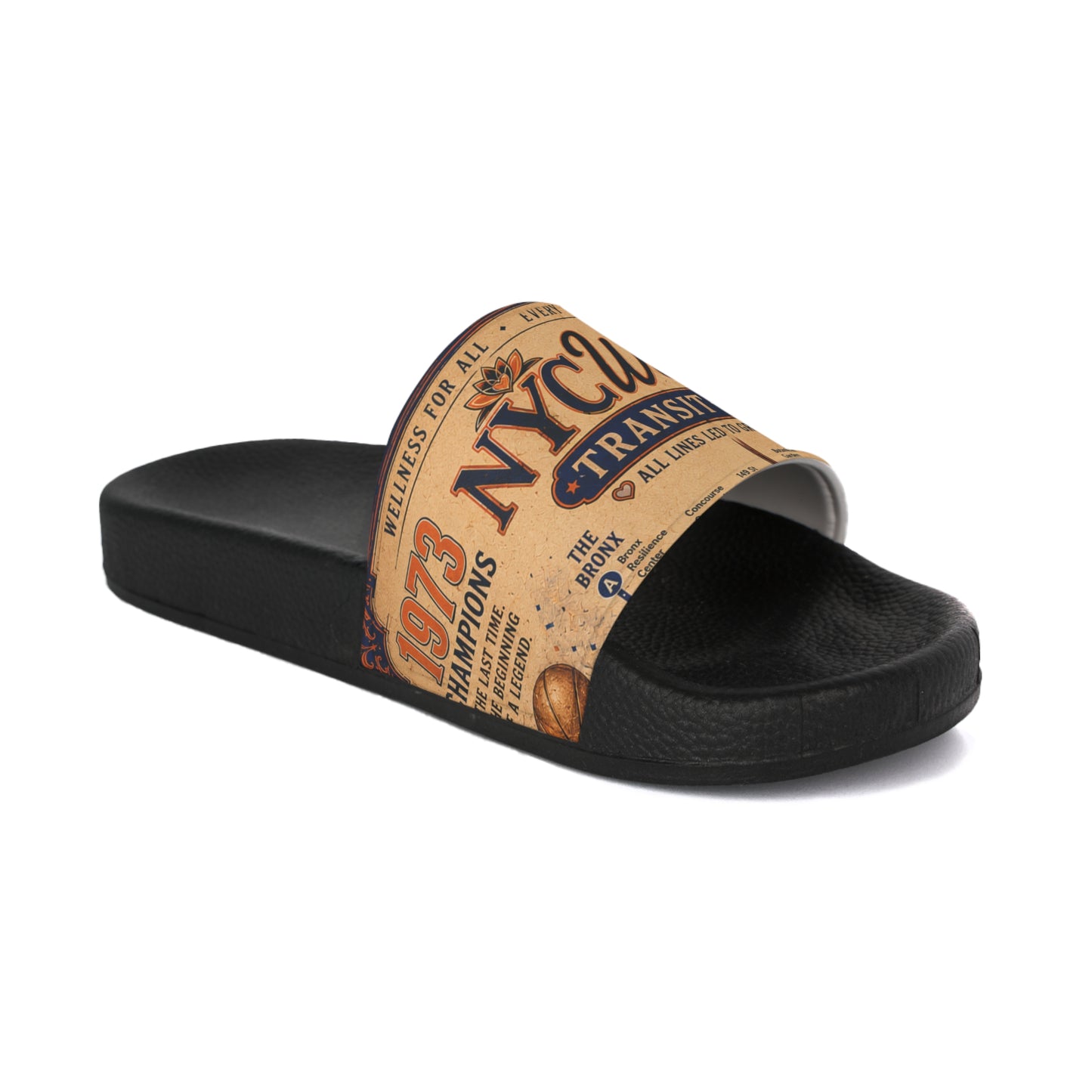 NYC Vintage Transit Map Slide Sandals — Men's Retro City Map Slides