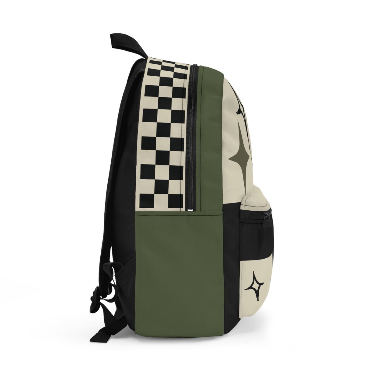 Retro Olive Checkerboard & Sparkle Backpack
