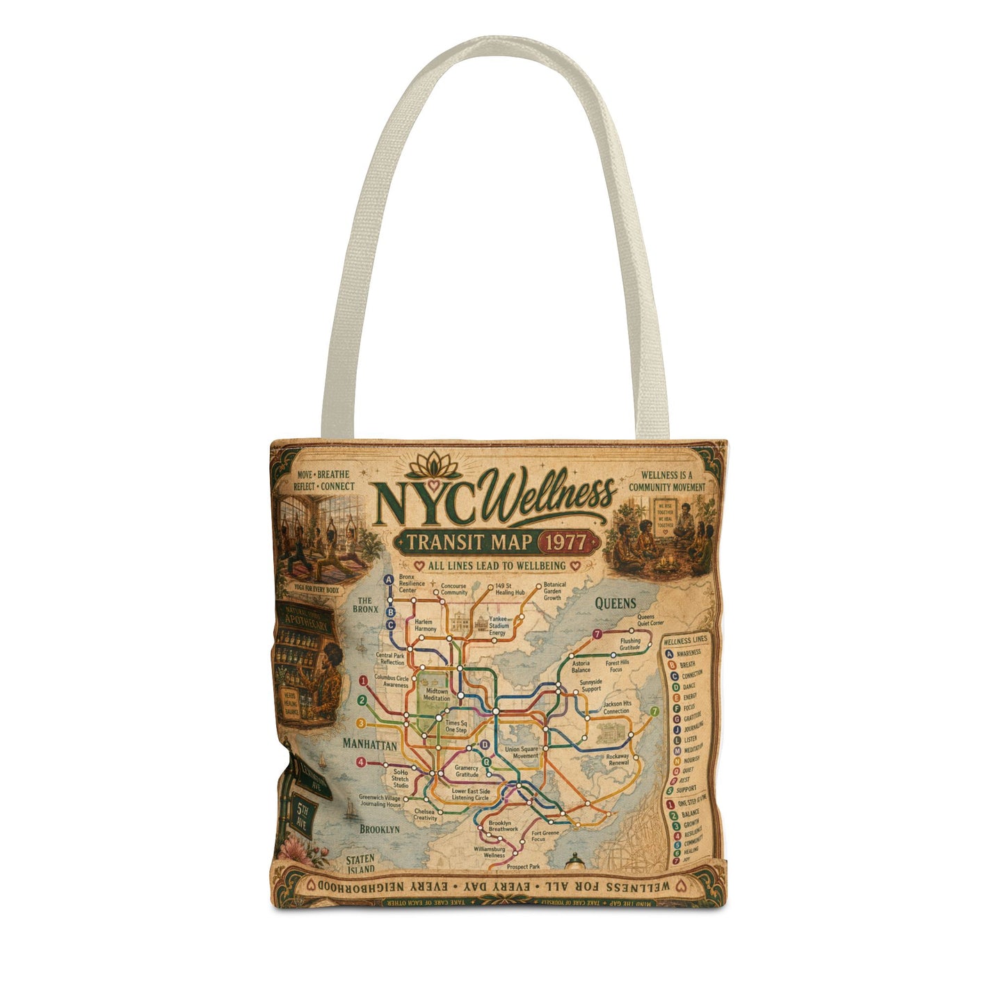Vintage NYC Transit Map Tote Bag – 1977 Retro Subway Map All-Over Print
