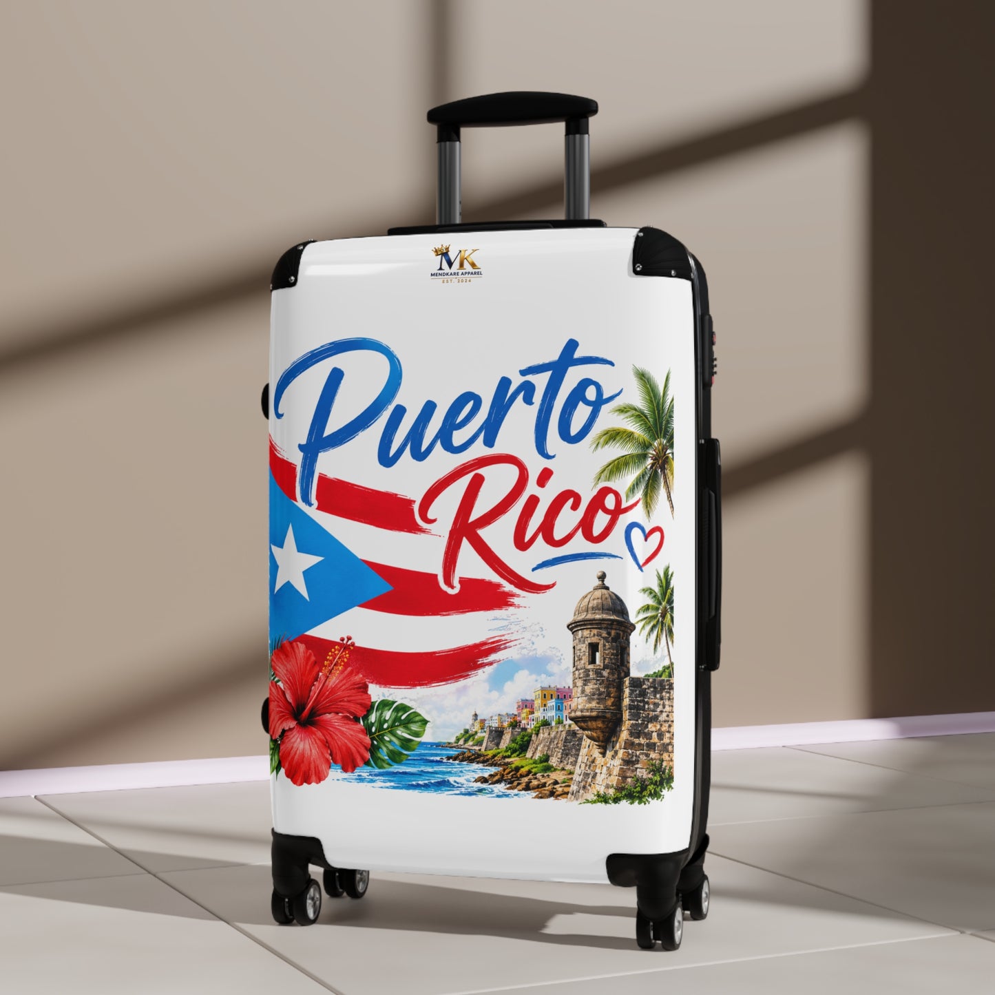 Puerto Rico Carry-On Suitcase – Tropical Flag Design with Hibiscus & Old San Juan