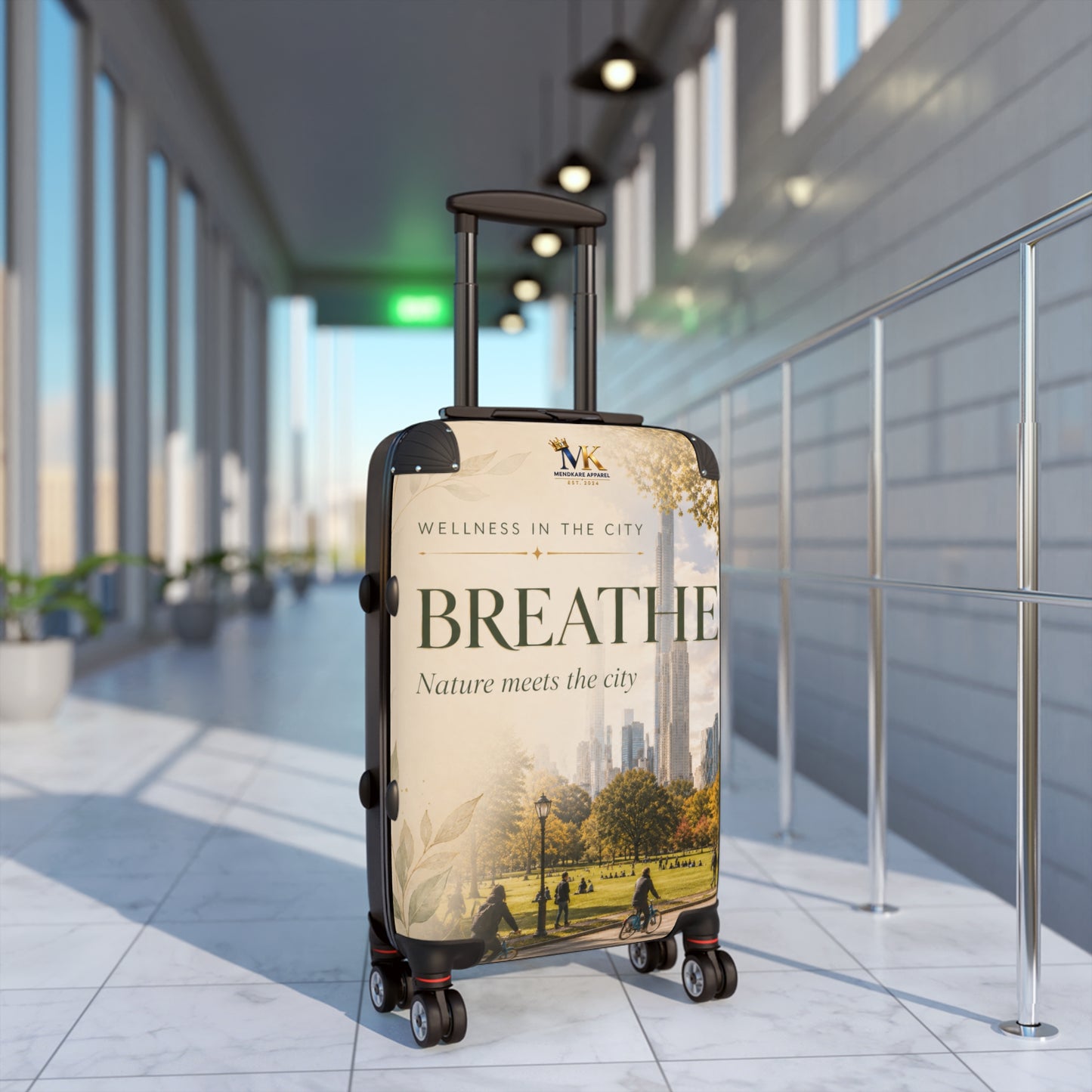 Breathe Cityscape Carry-On Suitcase — Nature Meets the City Travel Luggage