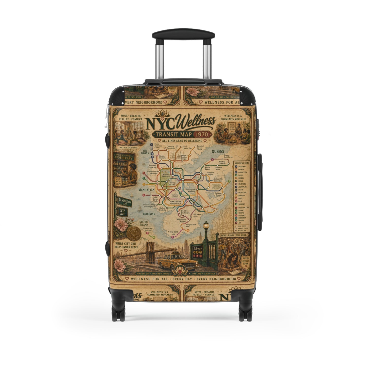 NYC Vintage Transit Map Suitcase – Retro New York Luggage