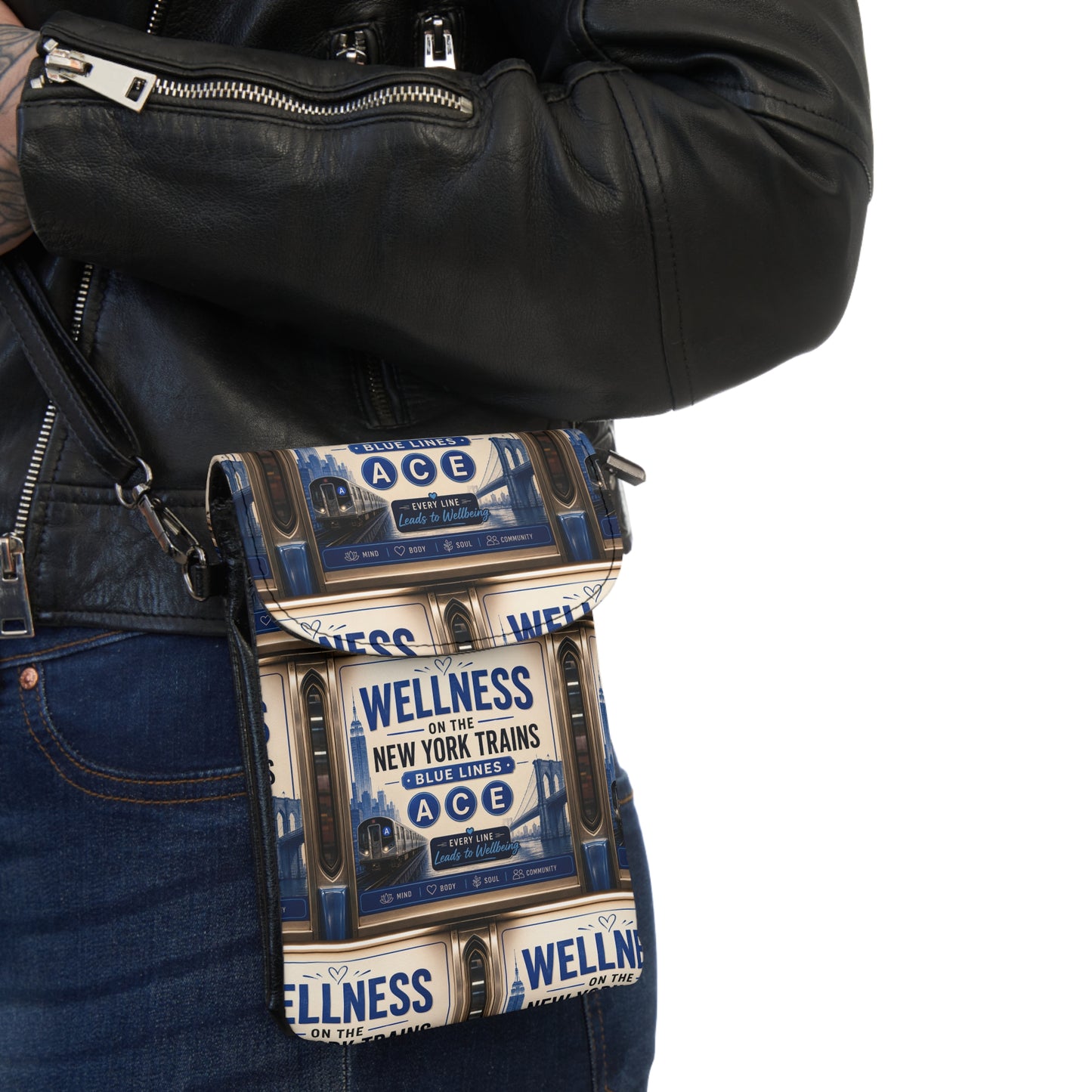 Wellness Subway Small Cell Phone Wallet — Crossbody Card Holder