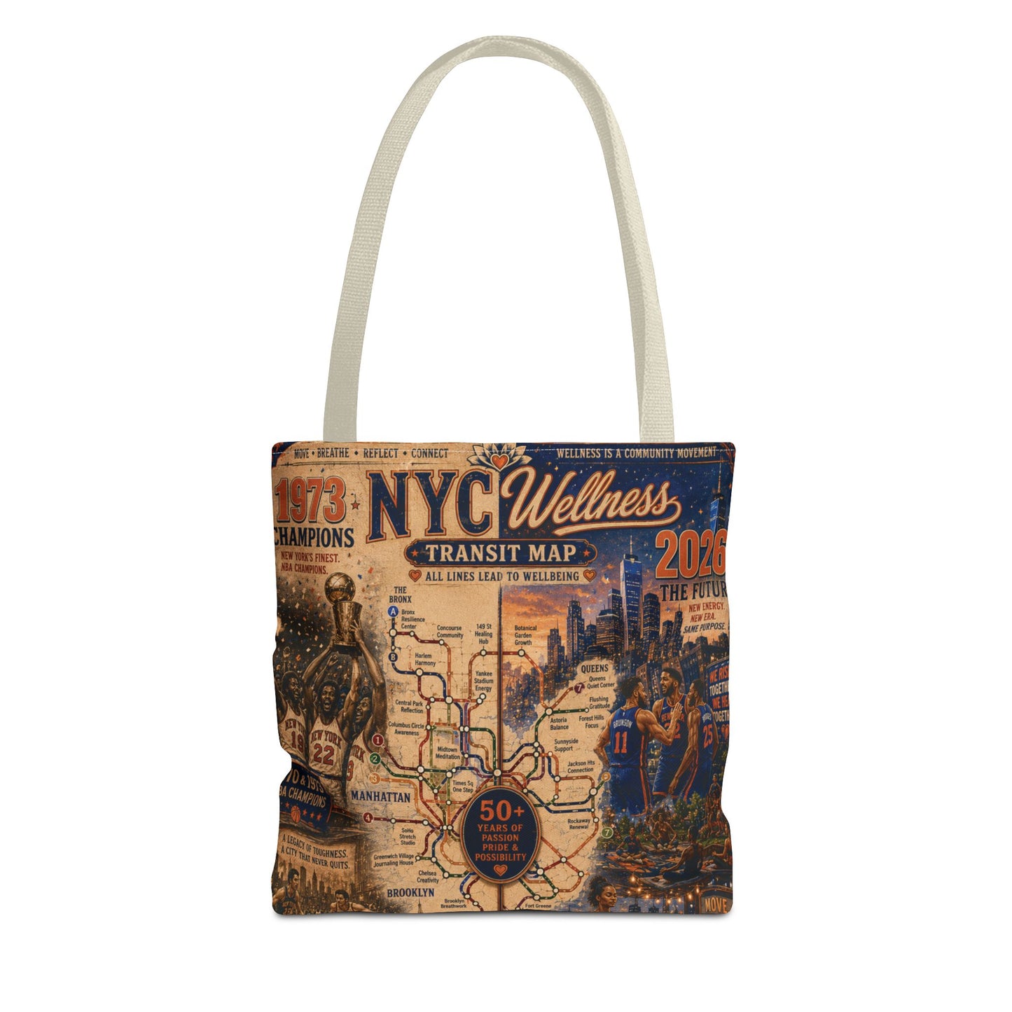 NYC Vintage Transit Map Tote Bag — Retro New York City Map Design
