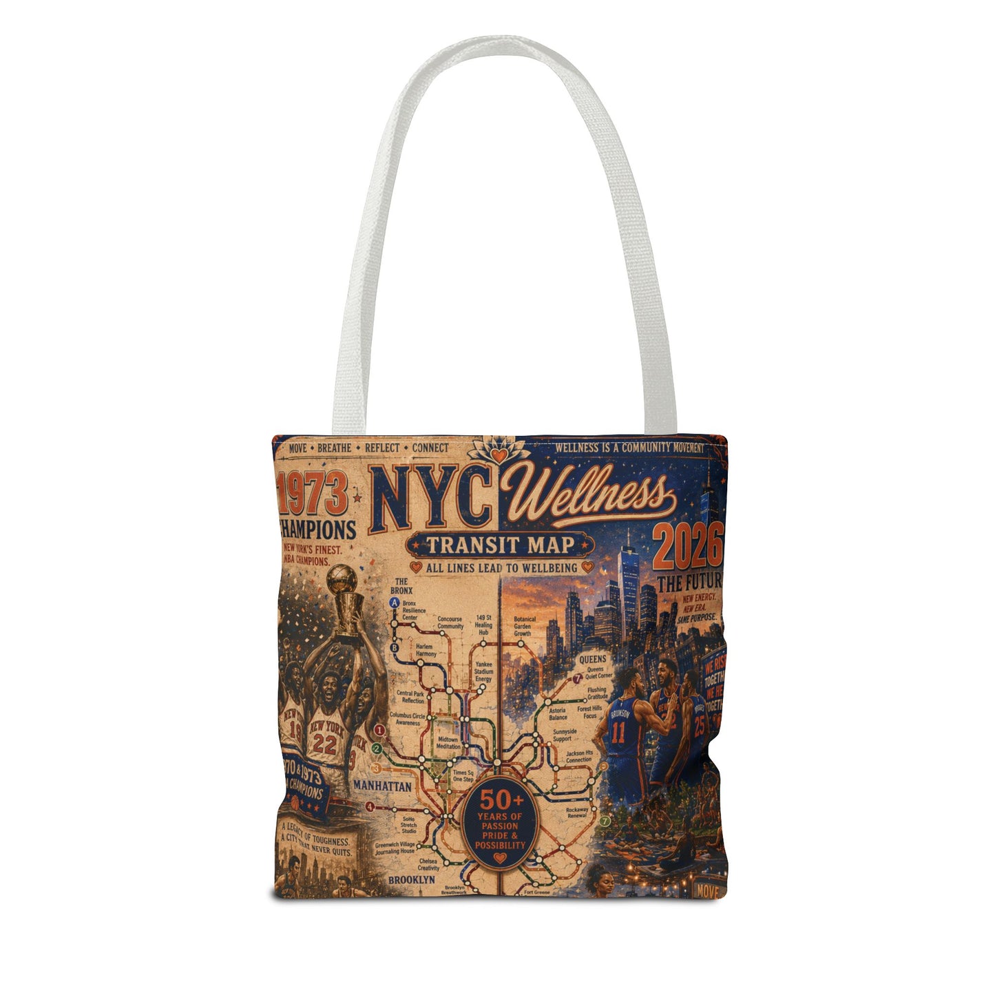 NYC Vintage Transit Map Tote Bag — Retro New York City Map Design