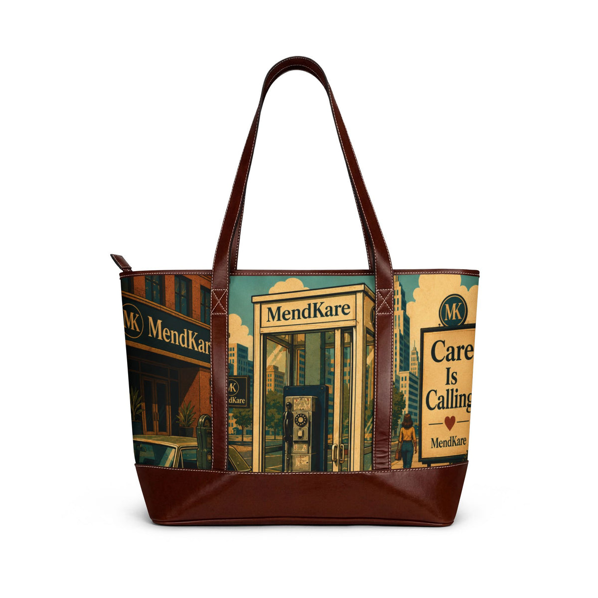 Vintage Apothecary Handbag — 'MendKare' Retro Pharmacy Print Tote