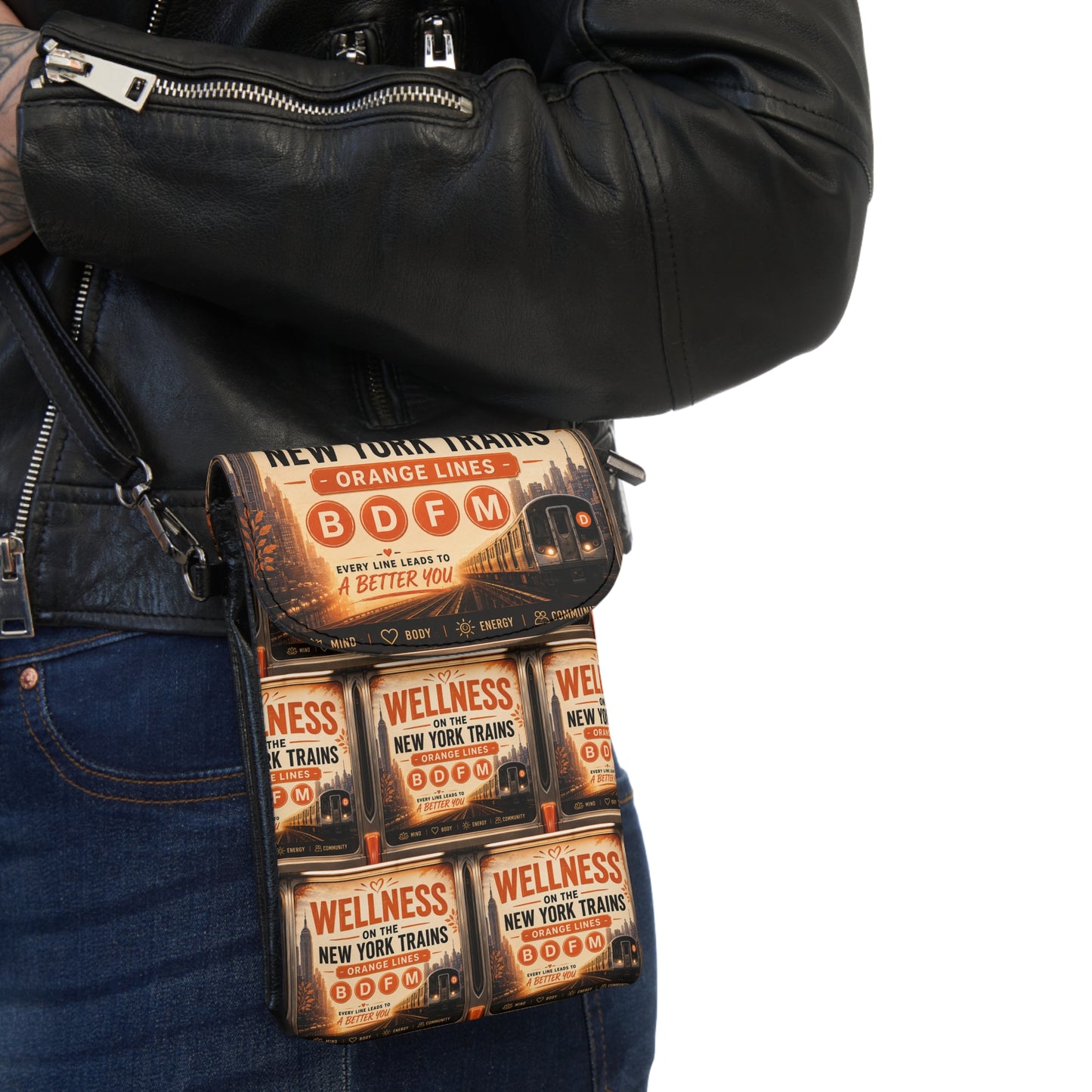 Vintage Subway Ticket Small Cell Phone Wallet — Wellness Ticket Crossbody Pouch