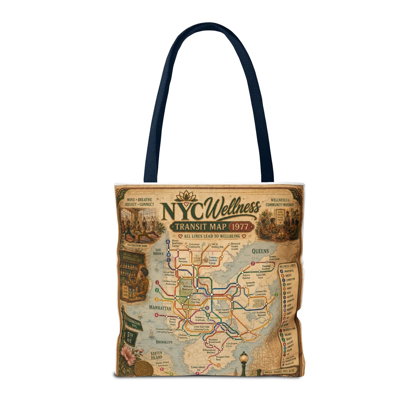 Vintage NYC Transit Map Tote Bag – 1977 Retro Subway Map All-Over Print