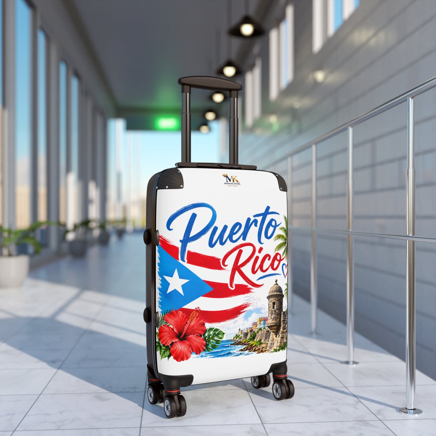 Puerto Rico Carry-On Suitcase – Tropical Flag Design with Hibiscus & Old San Juan