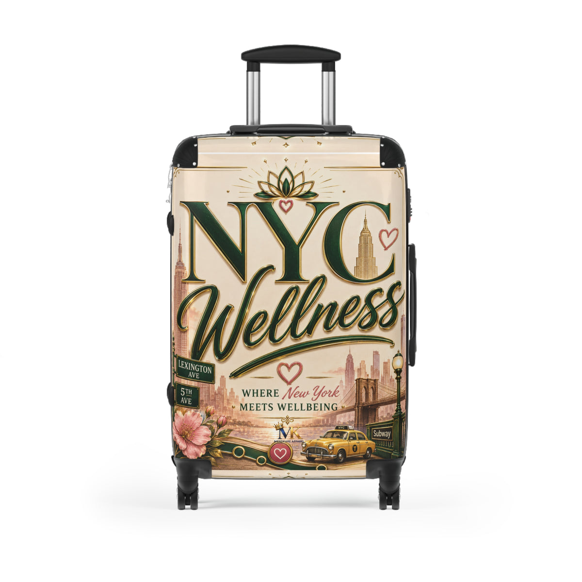 NYC Wellness Carry-On Suitcase — "Where New York Meets Wellbeing" Travel Luggage