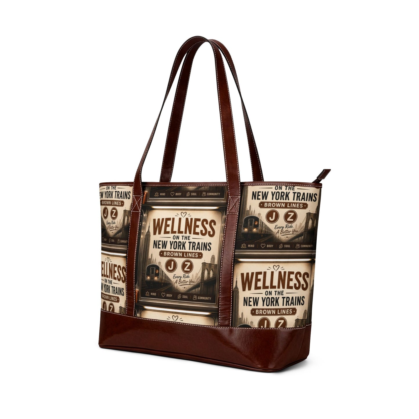 Wellness on the New York Trains Tote Bag — Vintage Subway Poster Shoulder Handbag