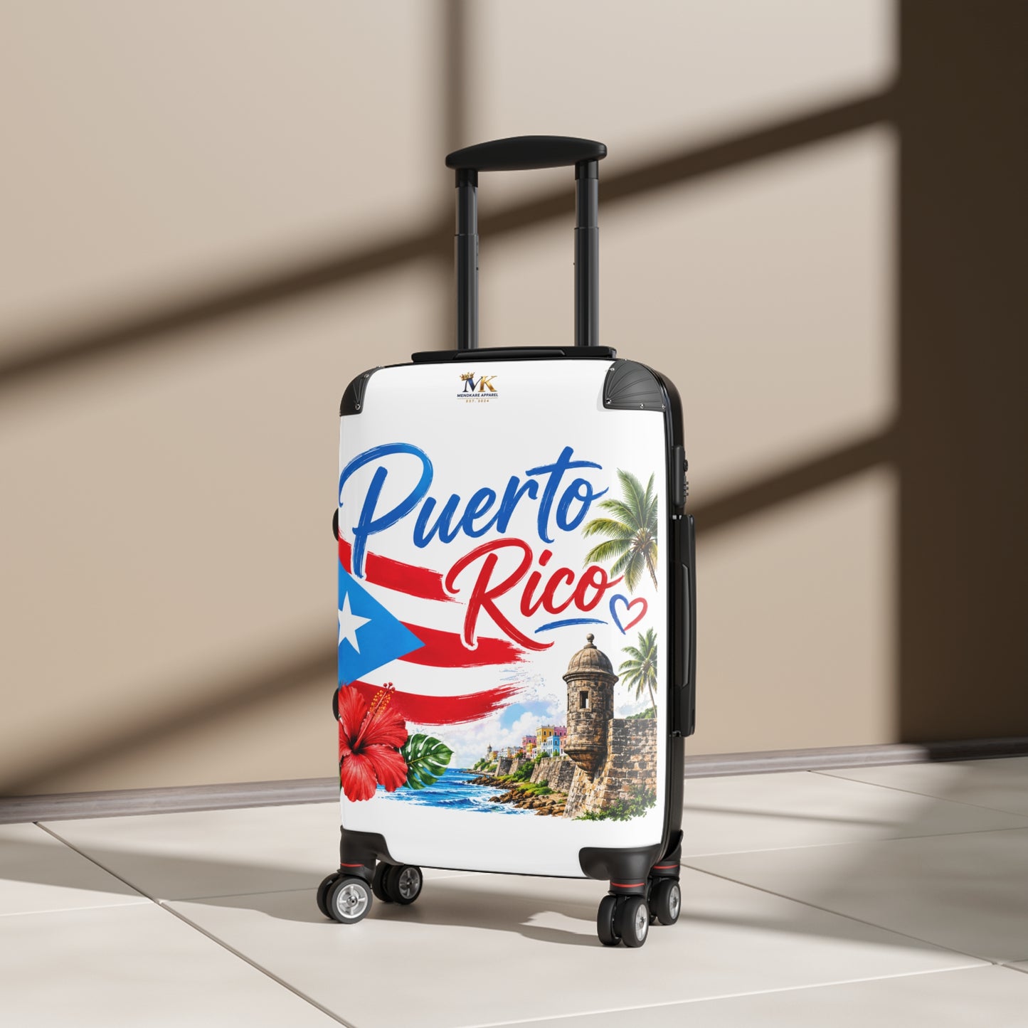 Puerto Rico Carry-On Suitcase – Tropical Flag Design with Hibiscus & Old San Juan