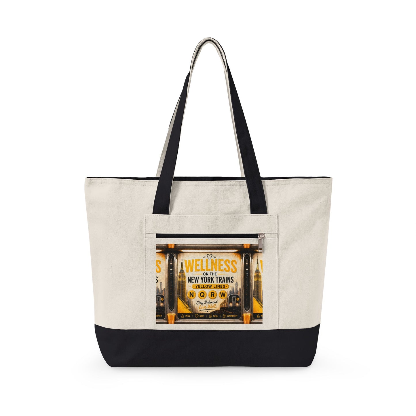 Wellness New York Transit Canvas Tote - Zippered Travel Shopper