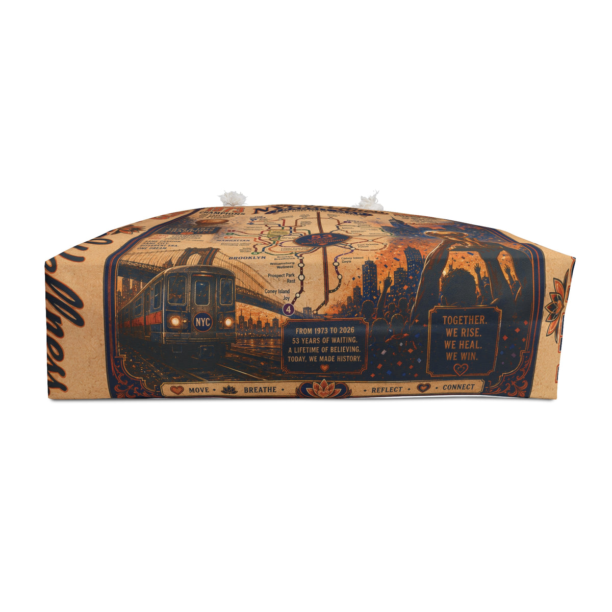 NYC Wellness Transit Map Weekender Bag — Vintage Subway Map Tote for Travel & Gym
