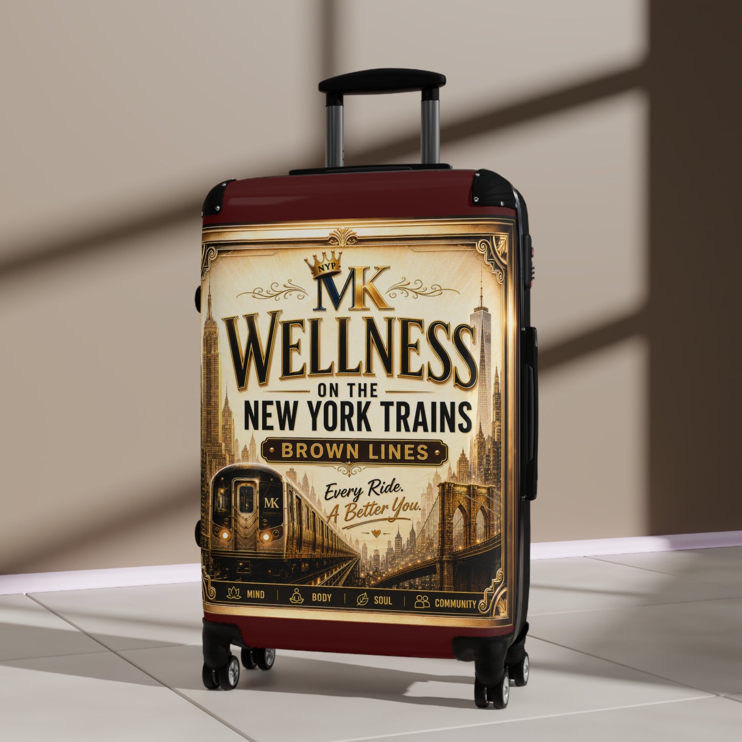 Suitcase - 'MK Wellness on the New York Trains' Vintage Subway Graphic Carry-On