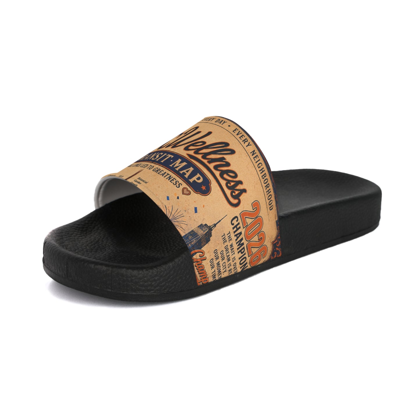 NYC Vintage Transit Map Slide Sandals — Men's Retro City Map Slides