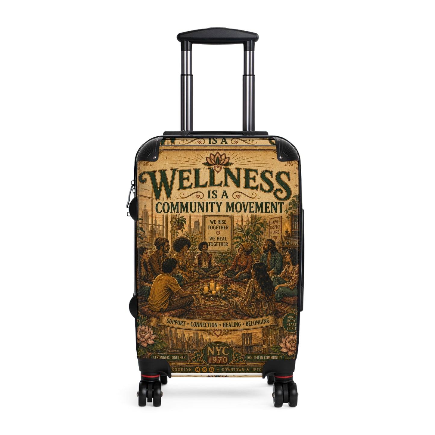 Wellness Community Movement Carry-On Suitcase — Vintage Group Gathering Travel Luggage