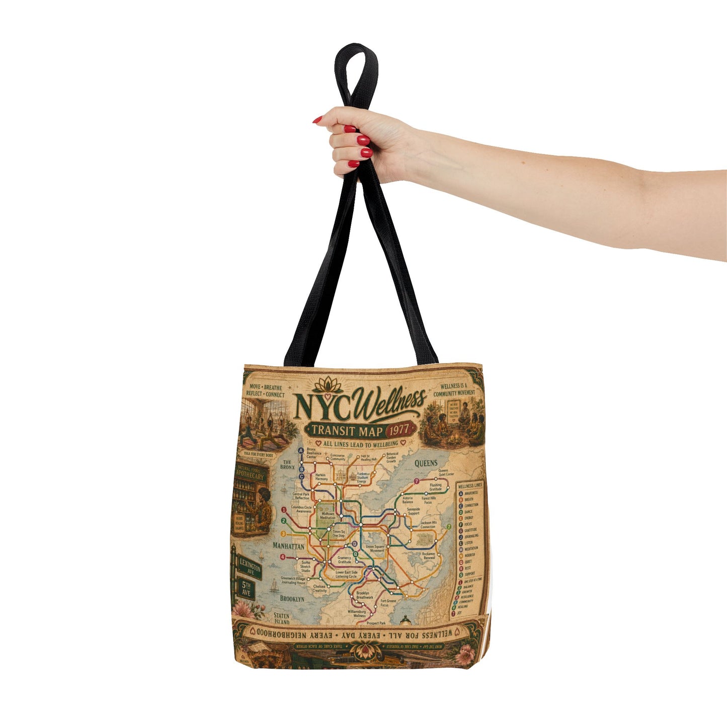 Vintage NYC Transit Map Tote Bag – 1977 Retro Subway Map All-Over Print