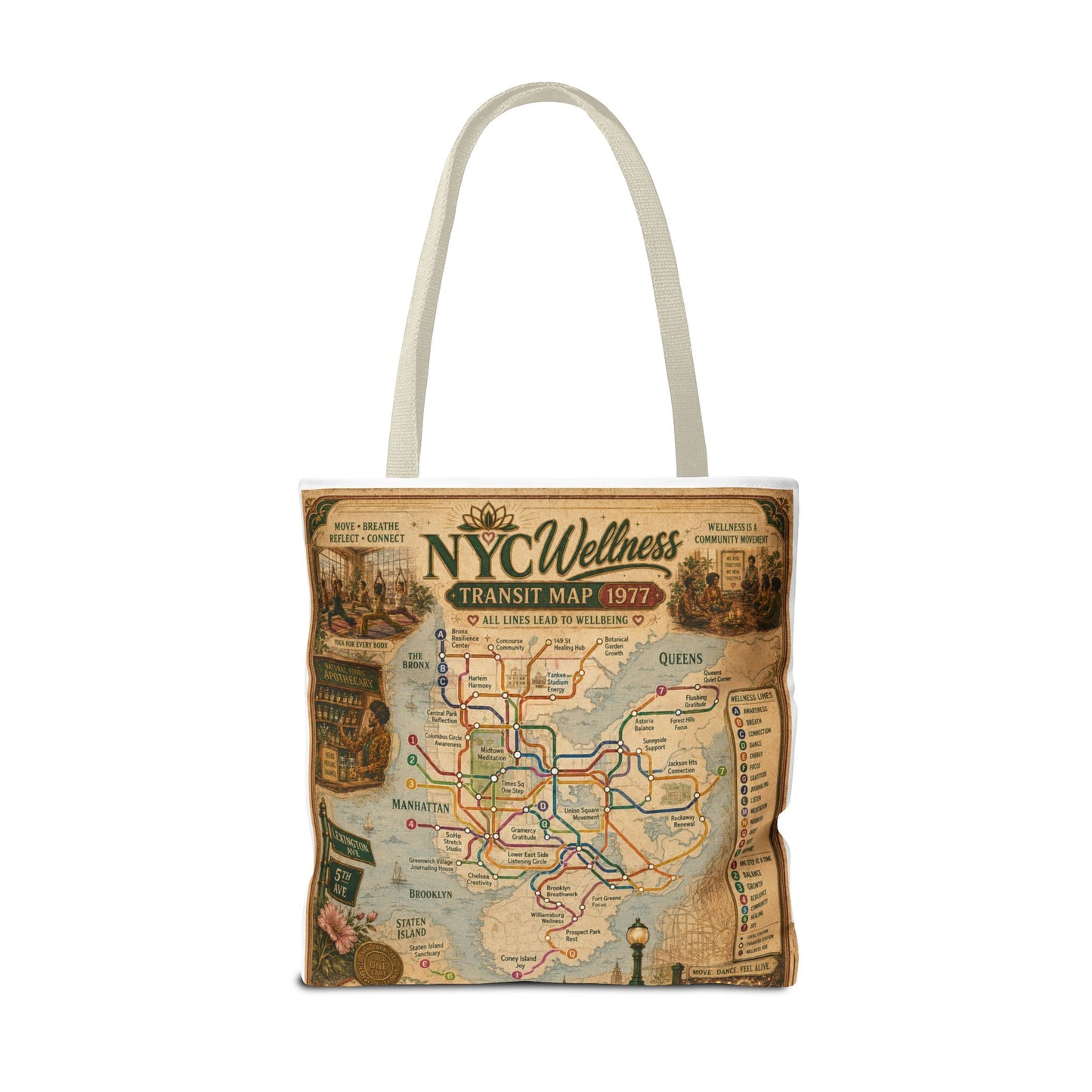 Vintage NYC Transit Map Tote Bag – 1977 Retro Subway Map All-Over Print