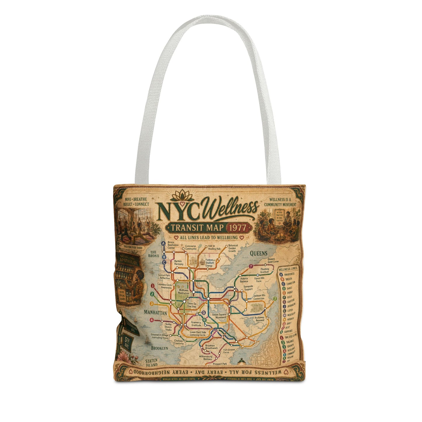 Vintage NYC Transit Map Tote Bag – 1977 Retro Subway Map All-Over Print