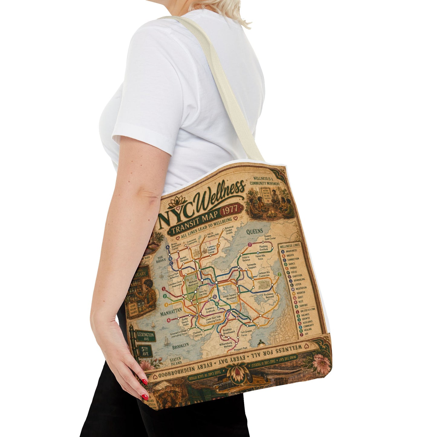 Vintage NYC Transit Map Tote Bag – 1977 Retro Subway Map All-Over Print