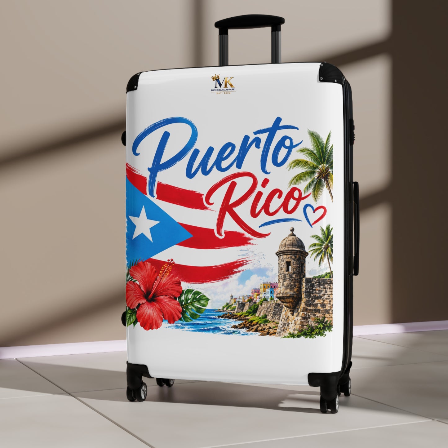 Puerto Rico Carry-On Suitcase – Tropical Flag Design with Hibiscus & Old San Juan