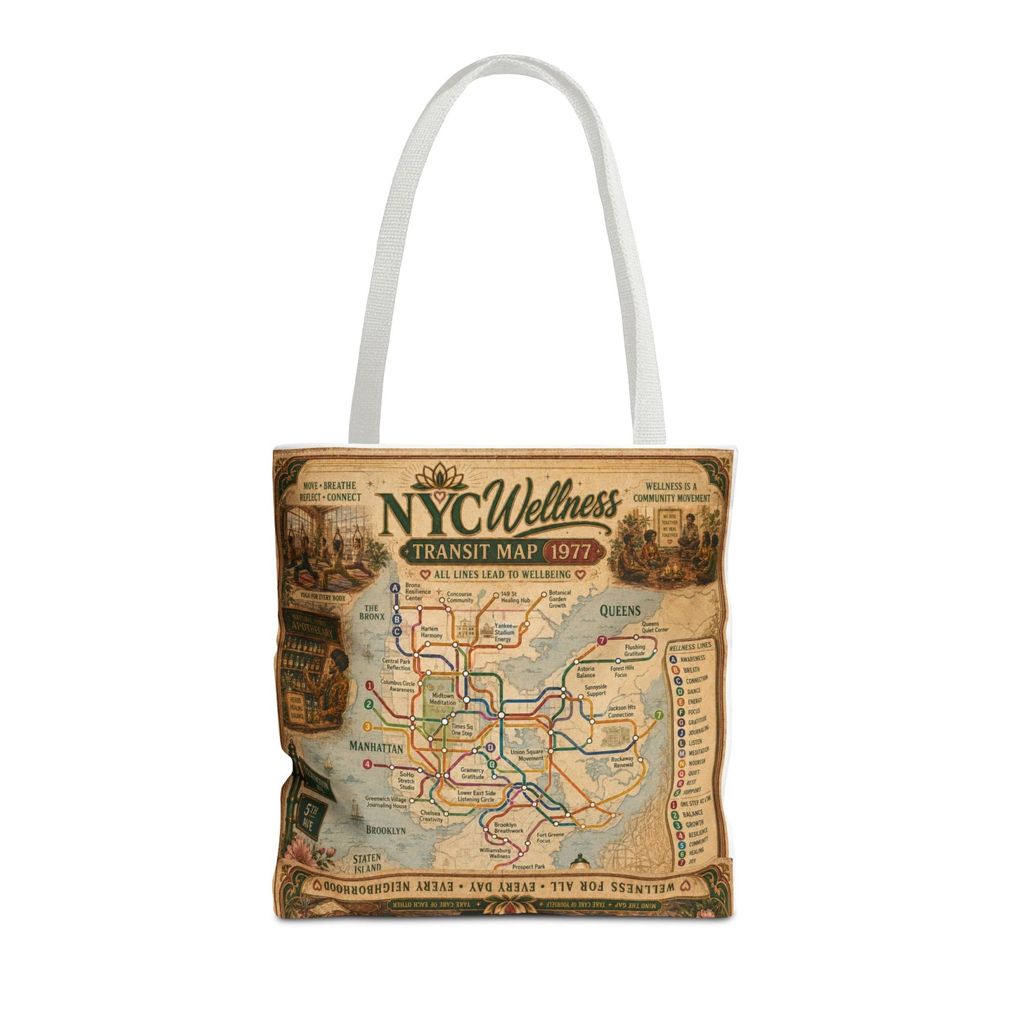 Vintage NYC Transit Map Tote Bag – 1977 Retro Subway Map All-Over Print