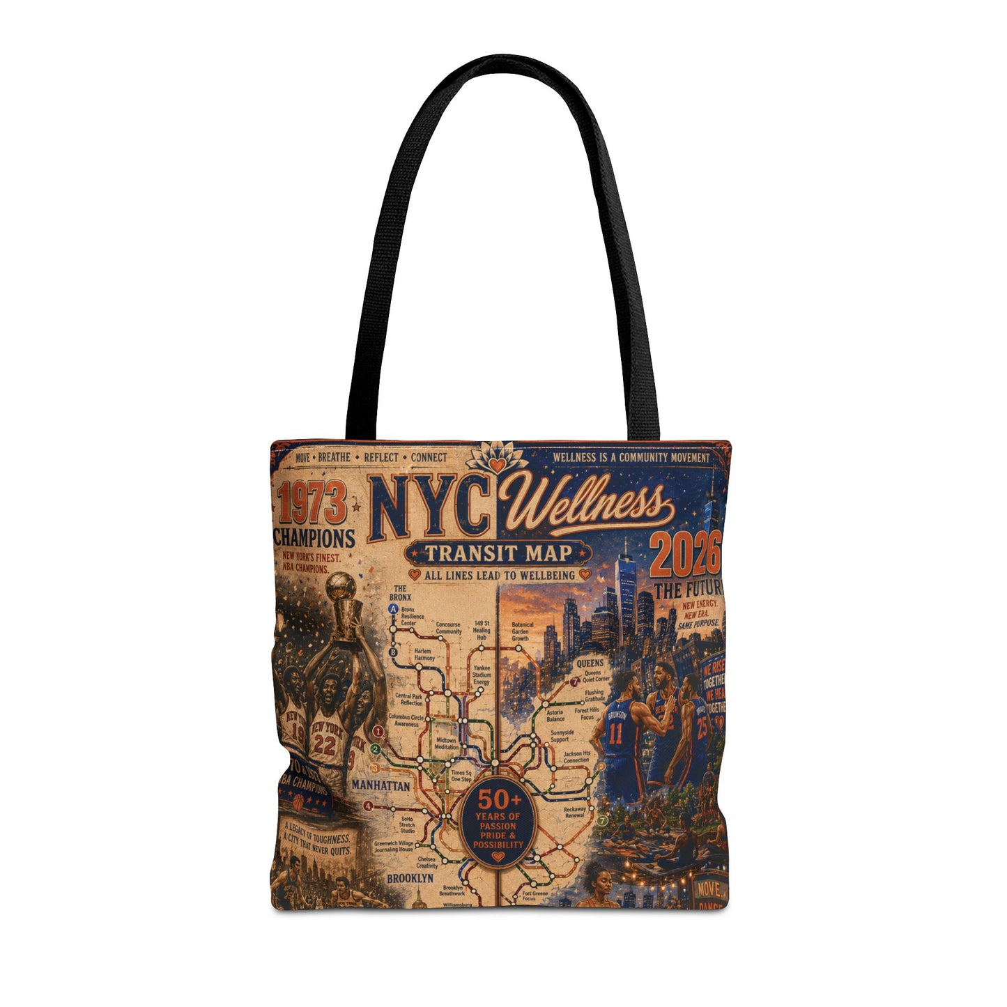NYC Vintage Transit Map Tote Bag — Retro New York City Map Design
