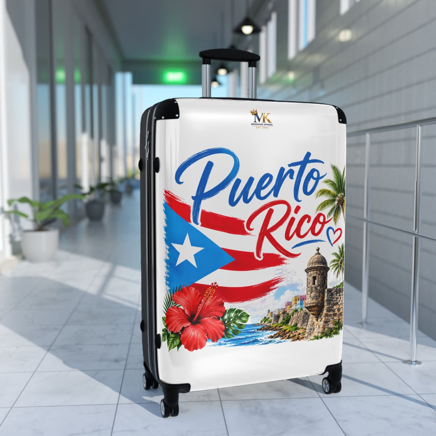 Puerto Rico Carry-On Suitcase – Tropical Flag Design with Hibiscus & Old San Juan