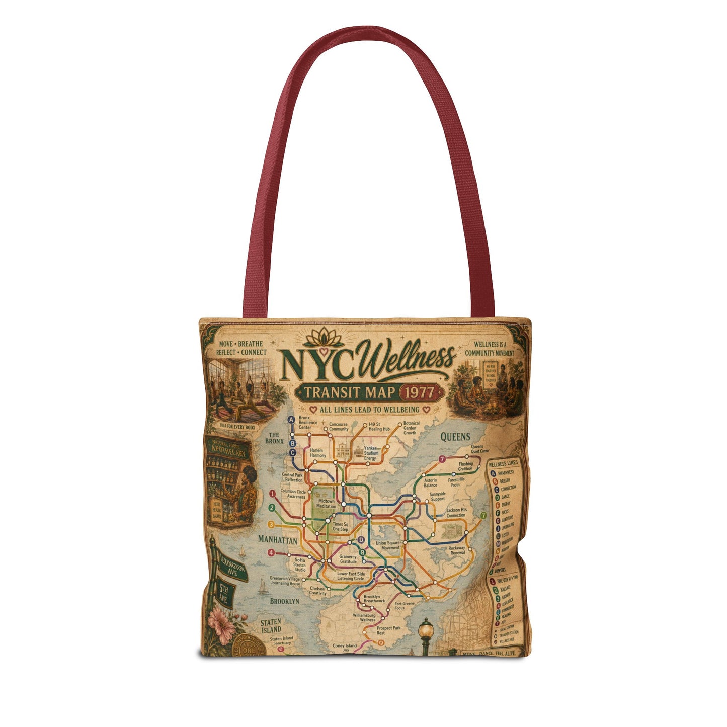 Vintage NYC Transit Map Tote Bag – 1977 Retro Subway Map All-Over Print
