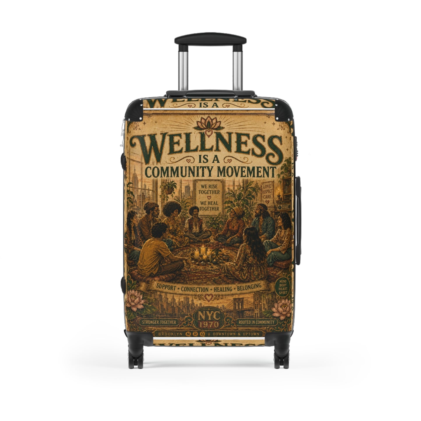 Wellness Community Movement Carry-On Suitcase — Vintage Group Gathering Travel Luggage