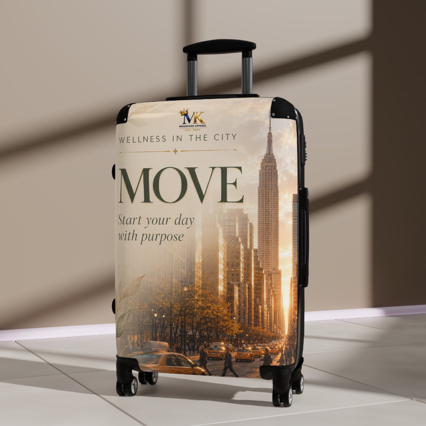MOVE Motivational Carry-On Suitcase — 'Start Your Day With Purpose' Travel Luggage