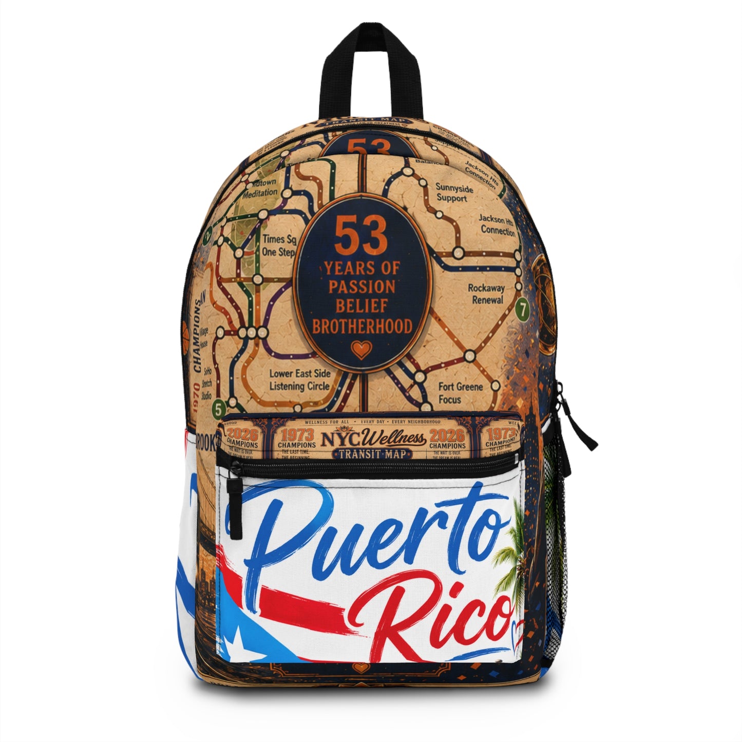 Puerto Rico Map & Pride Backpack — Vintage Transit Map Design