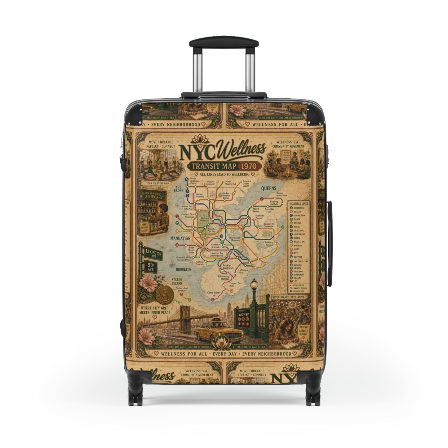 NYC Vintage Transit Map Suitcase – Retro New York Luggage