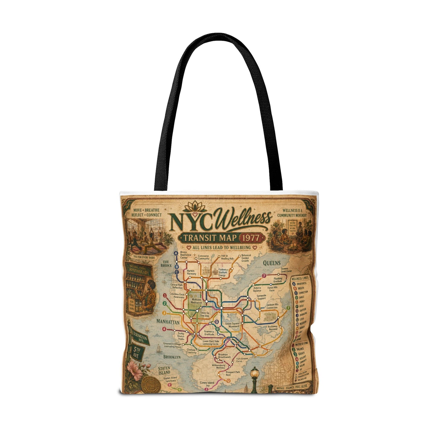 Vintage NYC Transit Map Tote Bag – 1977 Retro Subway Map All-Over Print