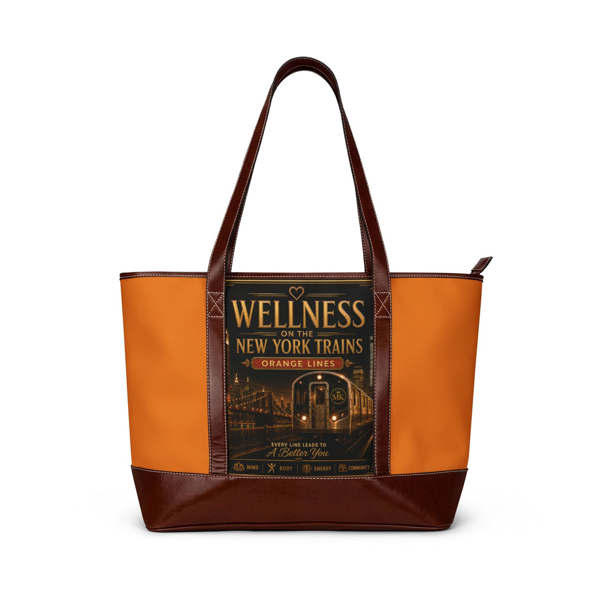 Wellness New York Trains Handbag – Retro Transit Tote for Urban Commuters