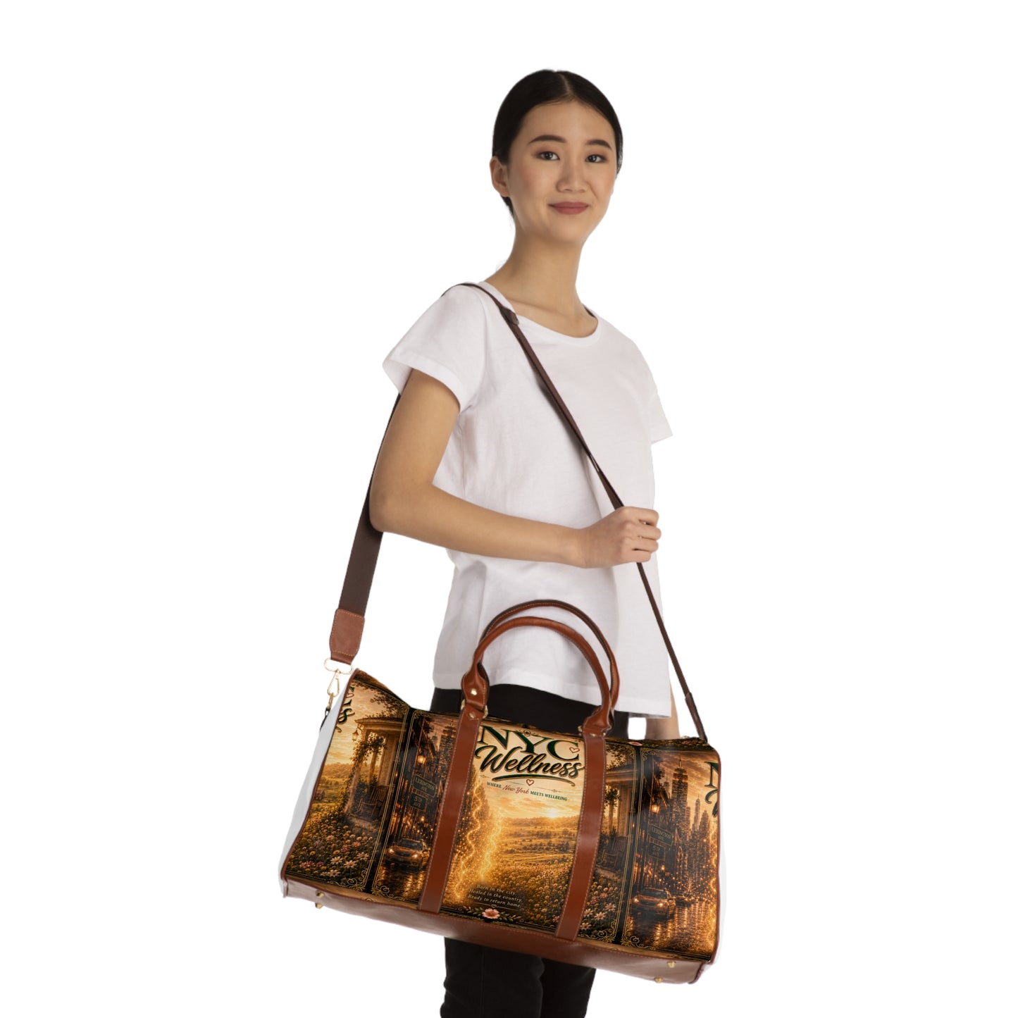 NYC Wellness Waterproof Travel Bag — Urban Sunrise Duffle for Weekend Getaways